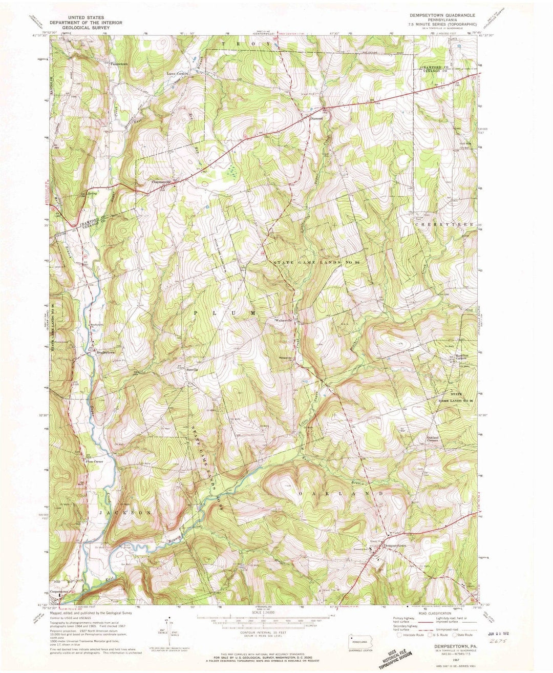 1967 Dempseytown, PA - Pennsylvania - USGS Topographic Map