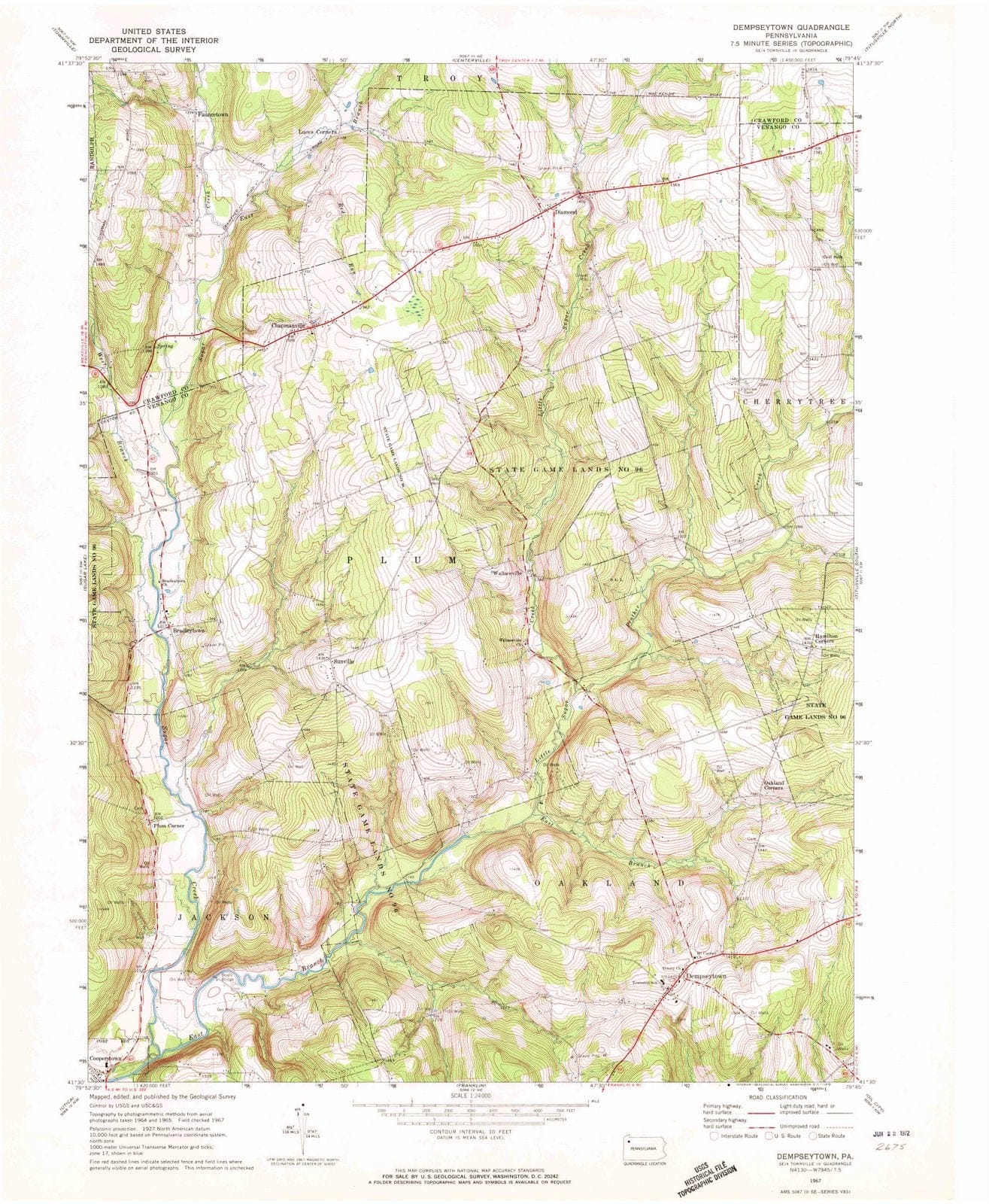 1967 Dempseytown, PA - Pennsylvania - USGS Topographic Map