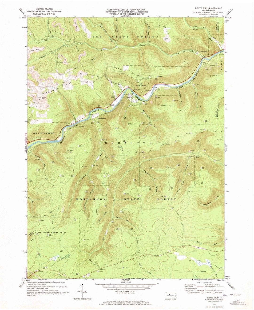 1969 Dents Run, PA - Pennsylvania - USGS Topographic Map
