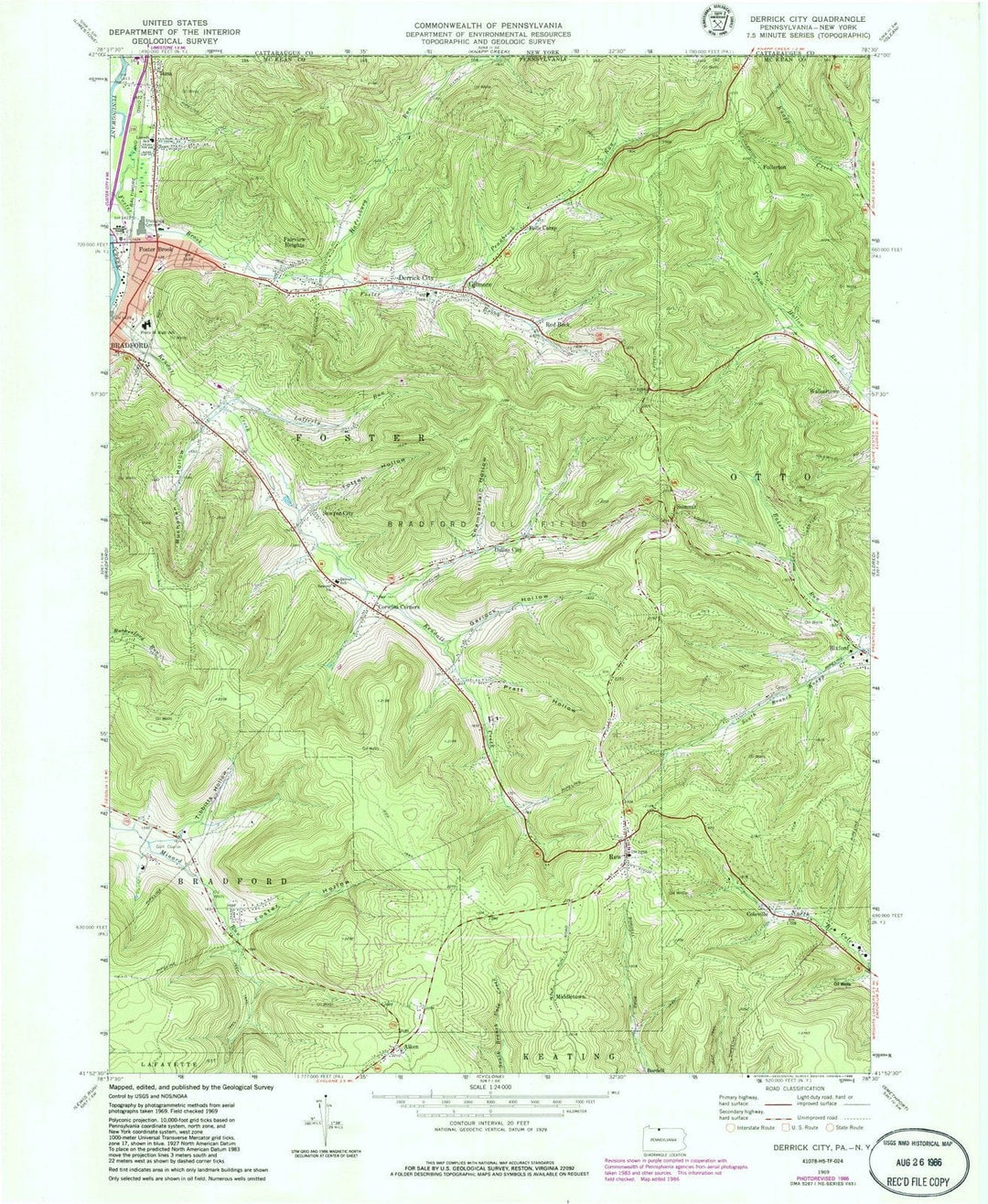 1969 Derrick City, PA - Pennsylvania - USGS Topographic Map