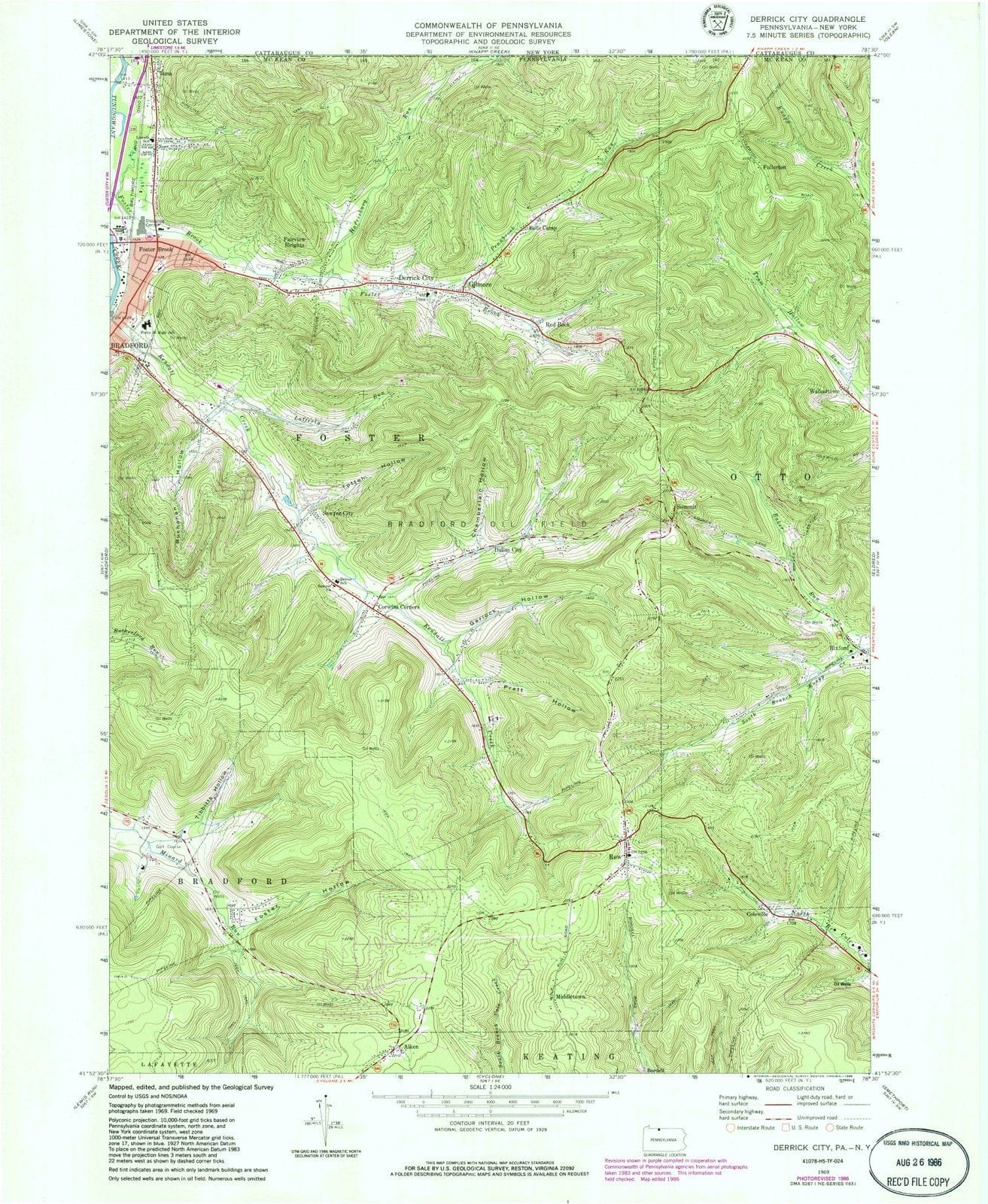 1969 Derrick City, PA - Pennsylvania - USGS Topographic Map