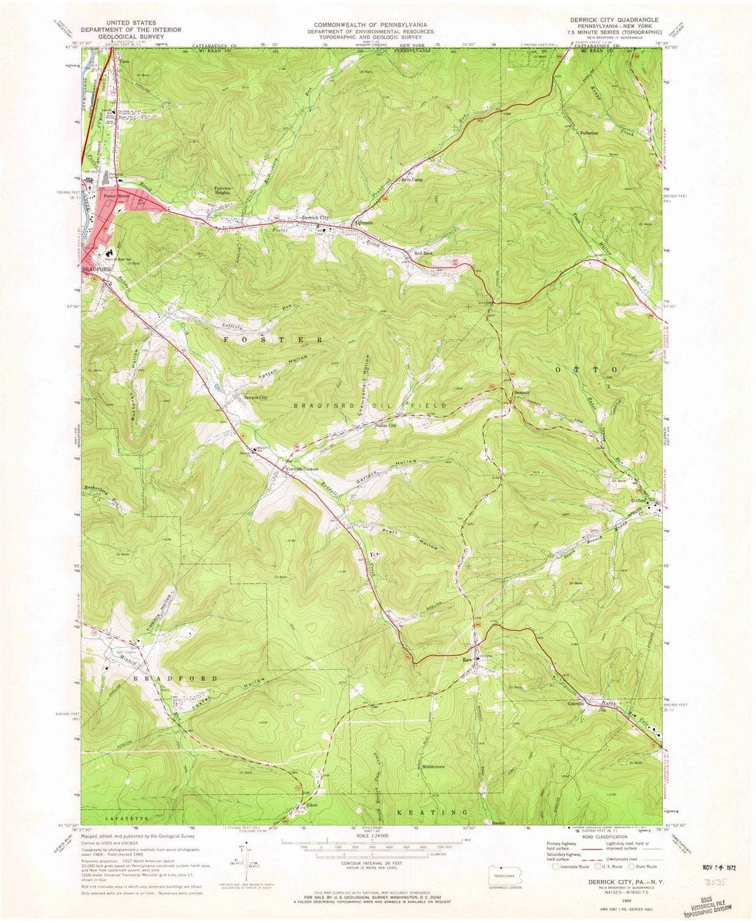 1969 Derricks City, PA - Pennsylvania - USGS Topographic Map