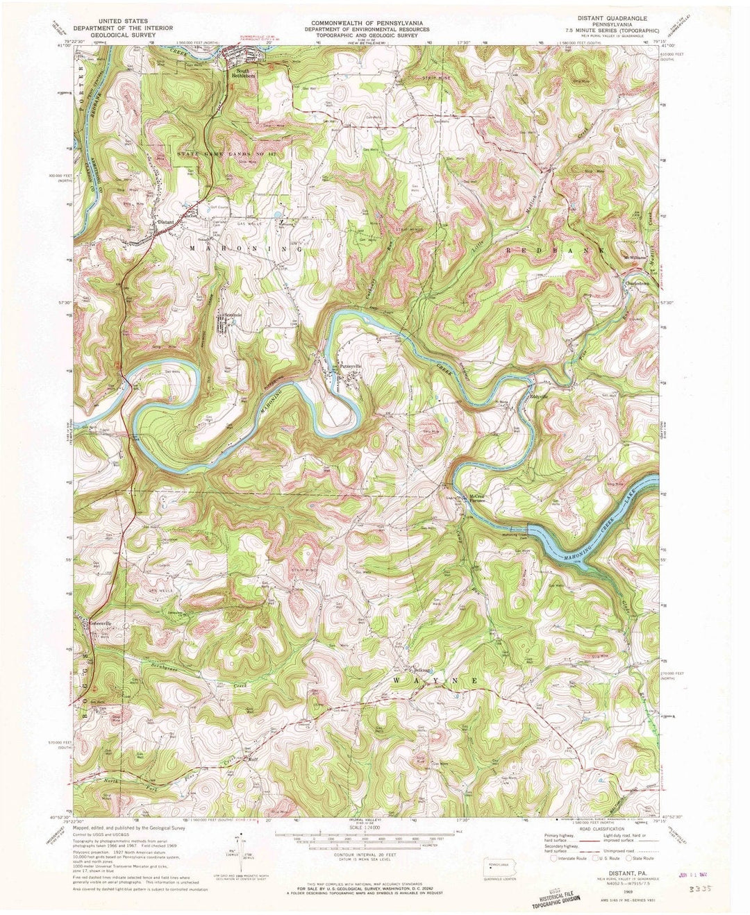 1969 Distant, PA - Pennsylvania - USGS Topographic Map