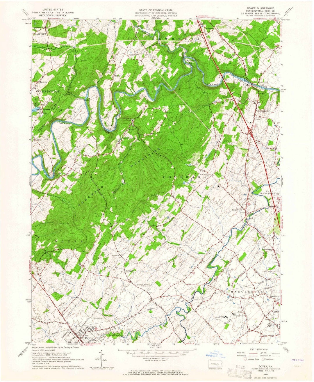 1963 Dover, PA - Pennsylvania - USGS Topographic Map