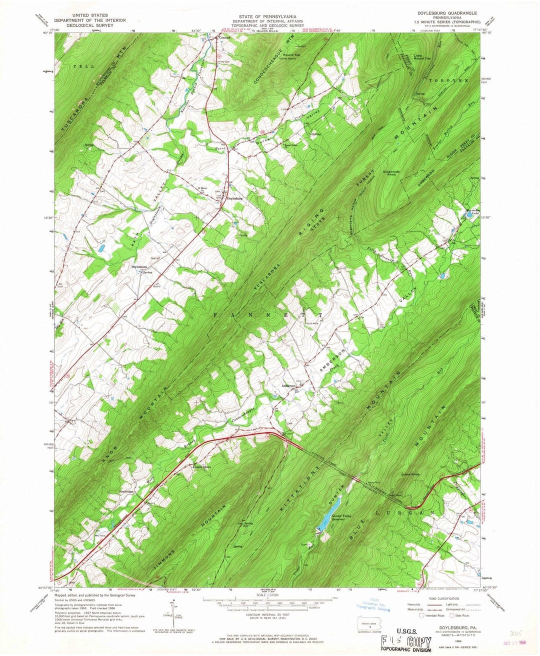 1966 Doylesburg, PA - Pennsylvania - USGS Topographic Map