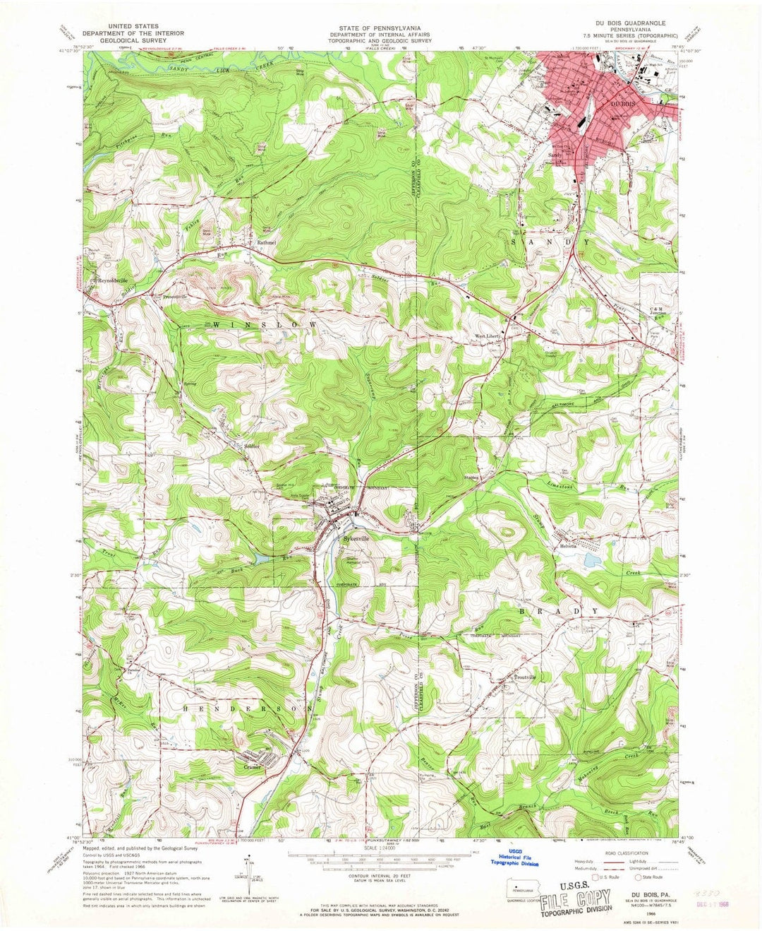1966 Du Bois, PA - Pennsylvania - USGS Topographic Map