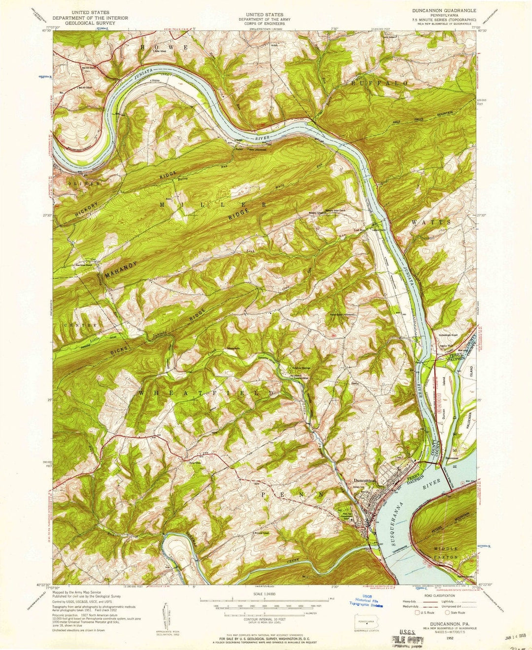 1952 Duncannon, PA - Pennsylvania - USGS Topographic Map