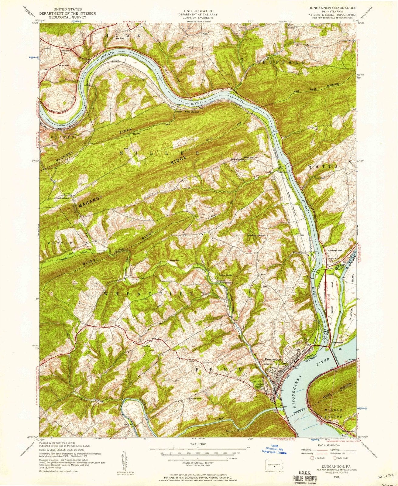 1952 Duncannon, PA - Pennsylvania - USGS Topographic Map