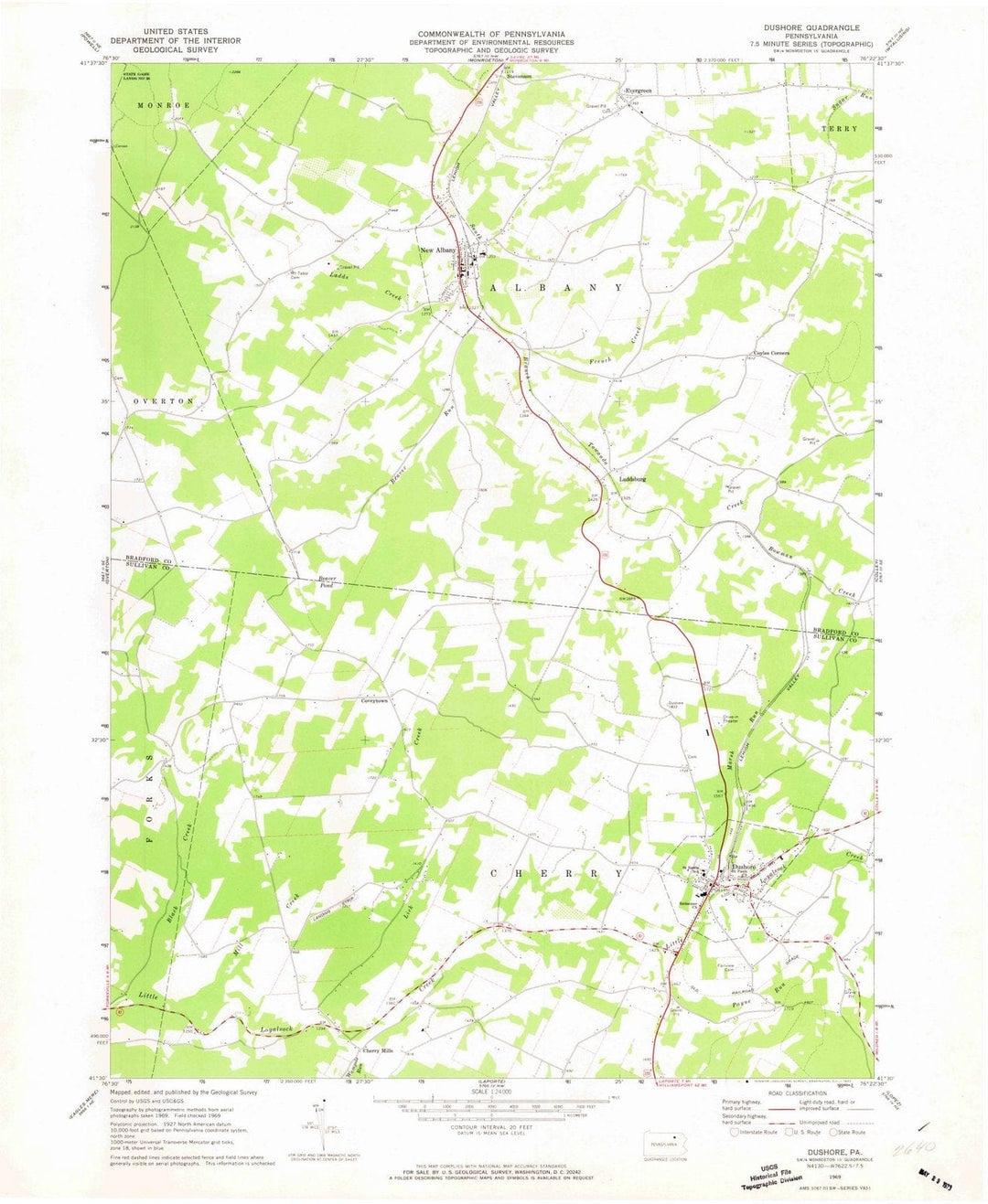 1969 Dushore, PA - Pennsylvania - USGS Topographic Map