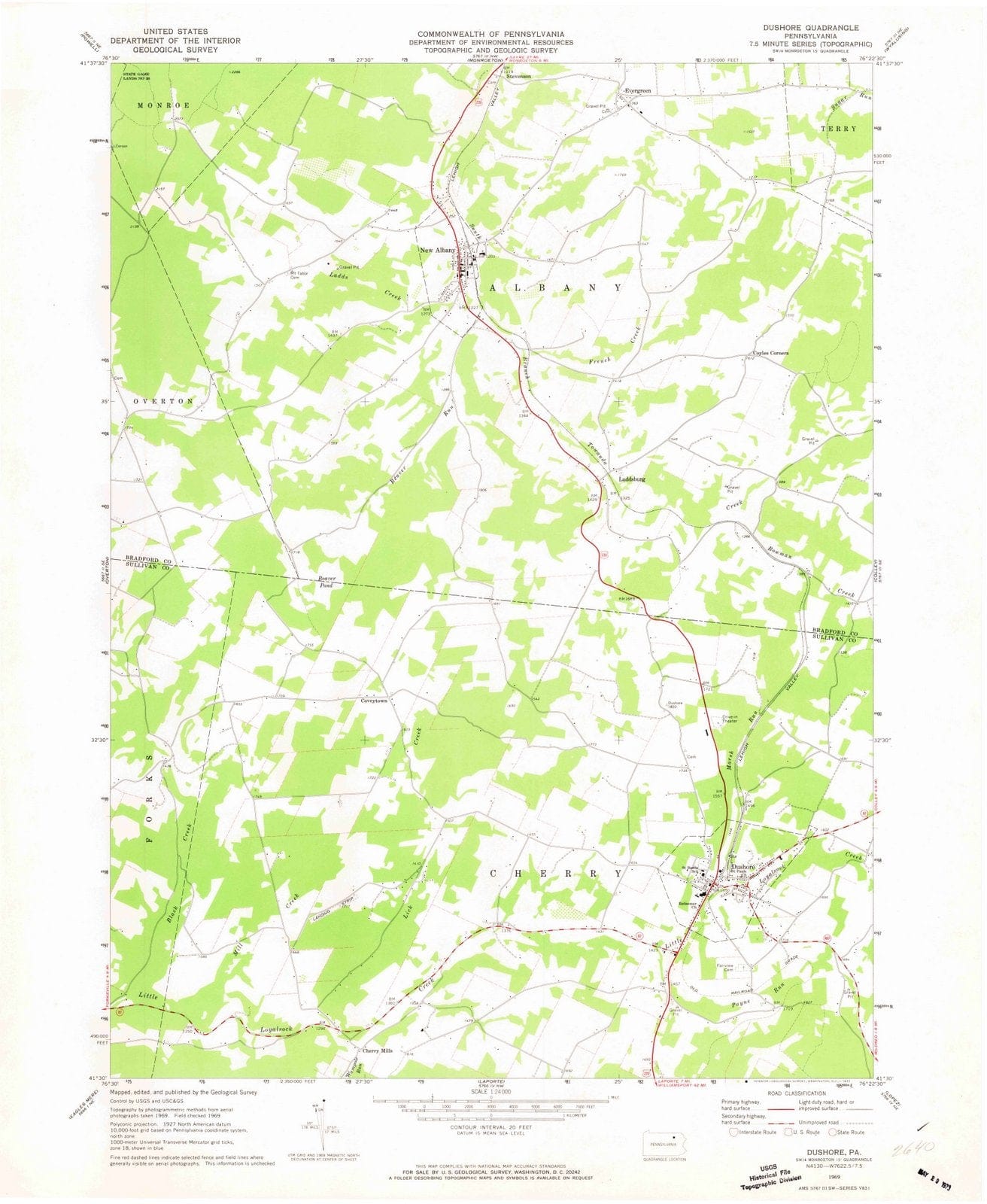 1969 Dushore, PA - Pennsylvania - USGS Topographic Map