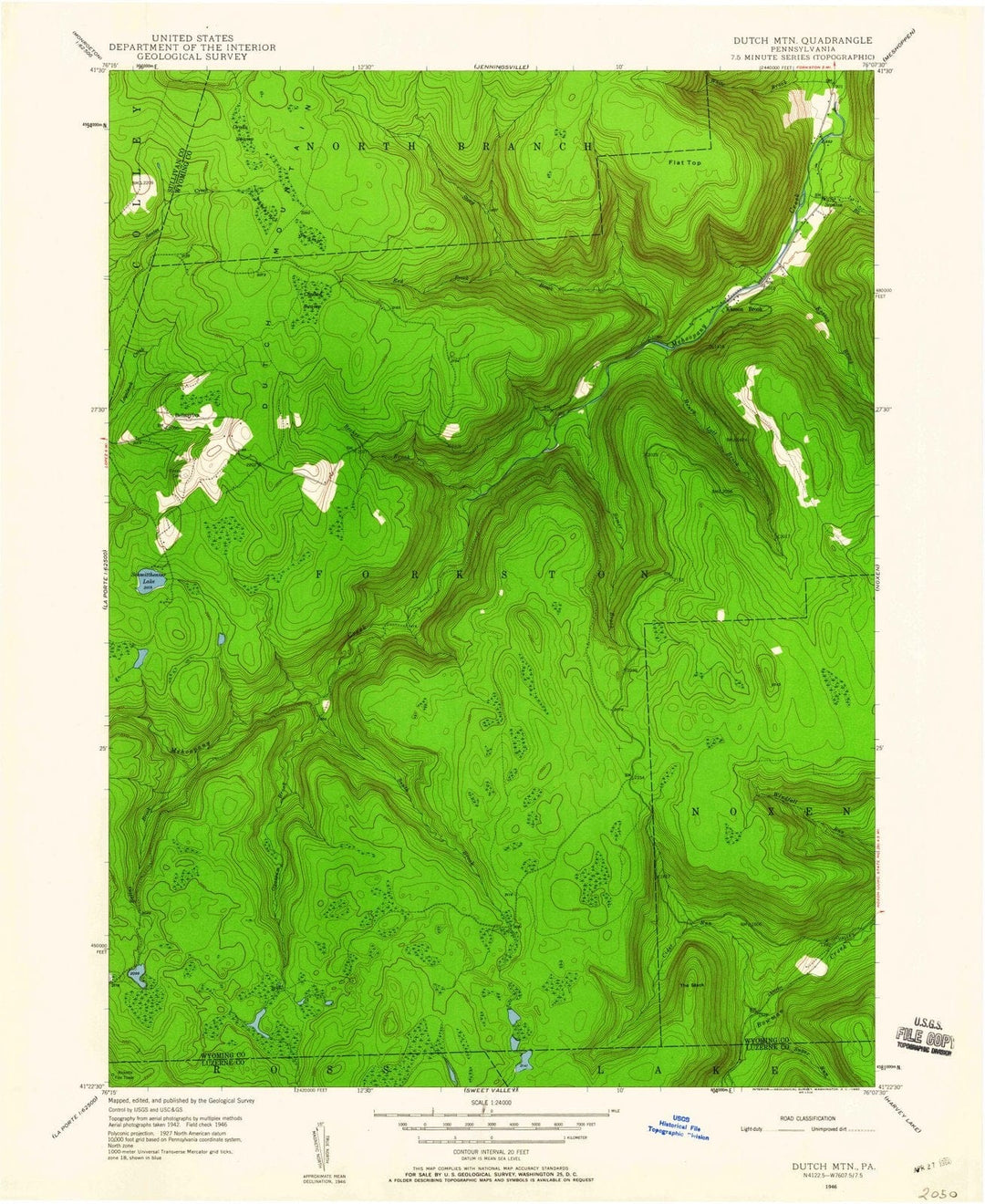 1946 Dutch MTN, PA - Pennsylvania - USGS Topographic Map