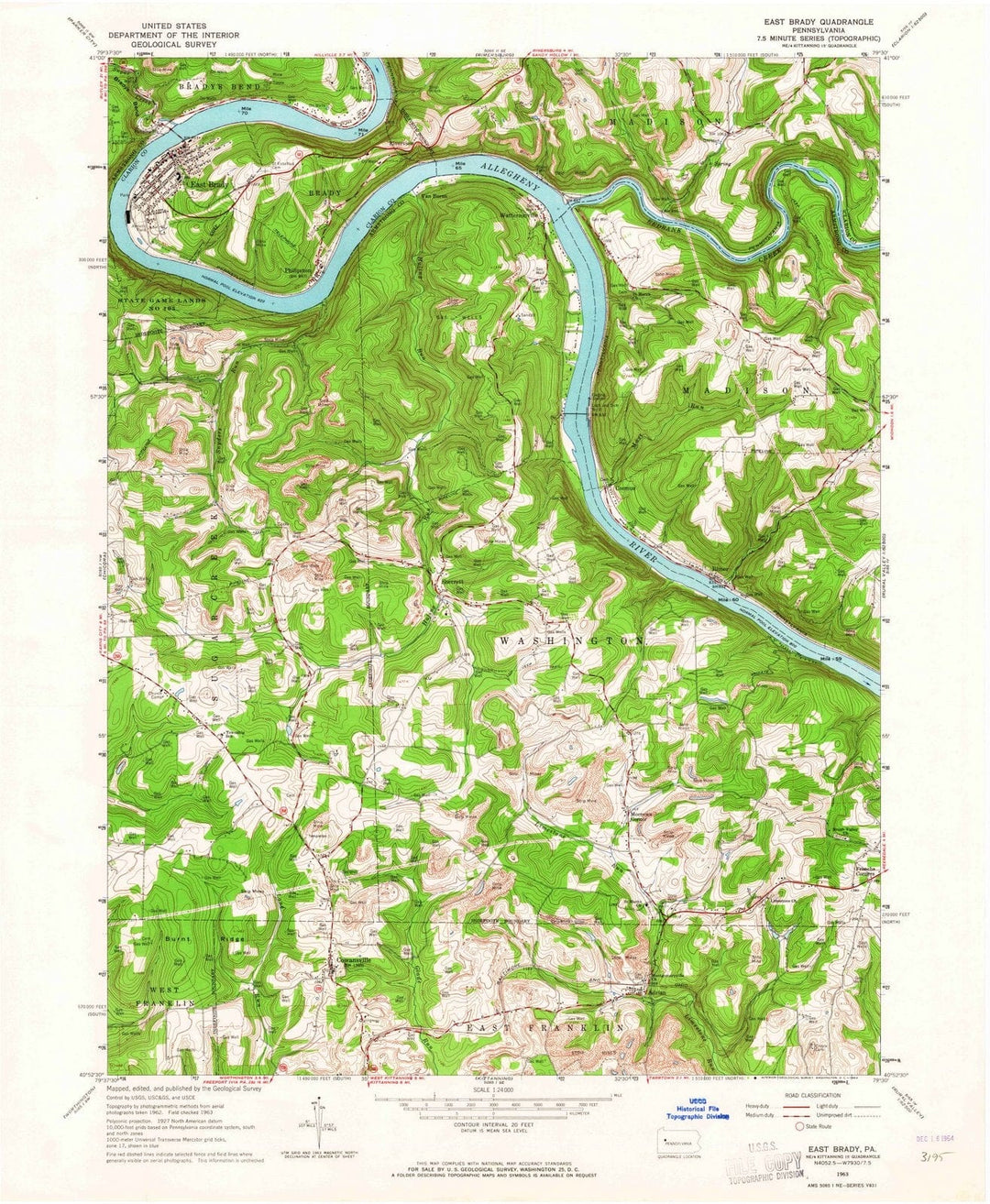1963 East Brady, PA - Pennsylvania - USGS Topographic Map