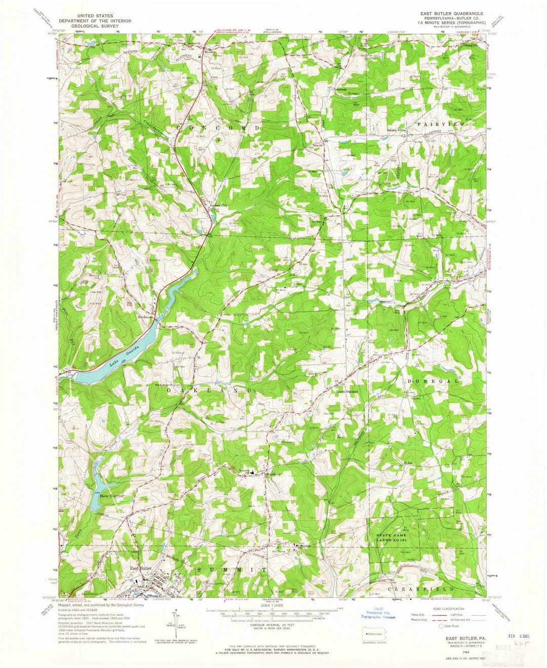 1964 East Butler, PA - Pennsylvania - USGS Topographic Map