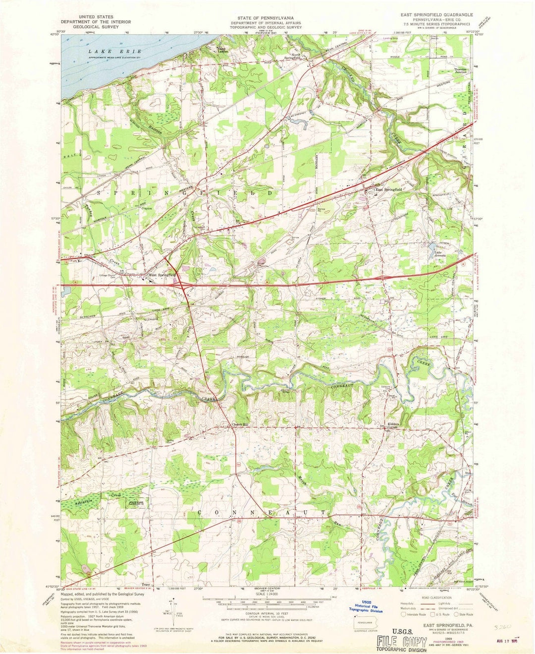 1959 East Springfield, PA - Pennsylvania - USGS Topographic Map