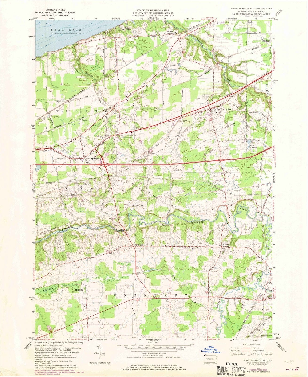 1959 East Springfield, PA - Pennsylvania - USGS Topographic Map