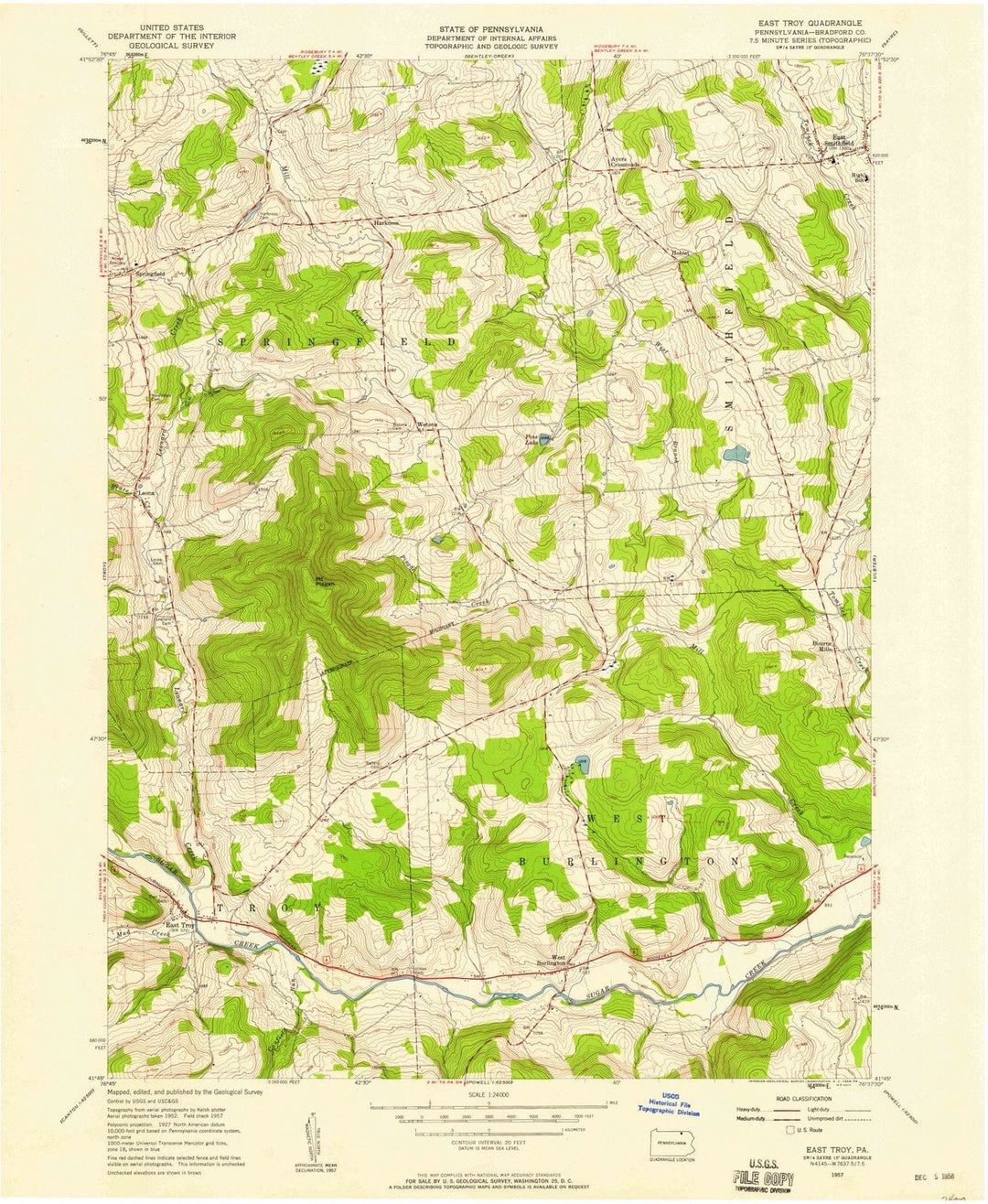 1957 East Troy, PA - Pennsylvania - USGS Topographic Map