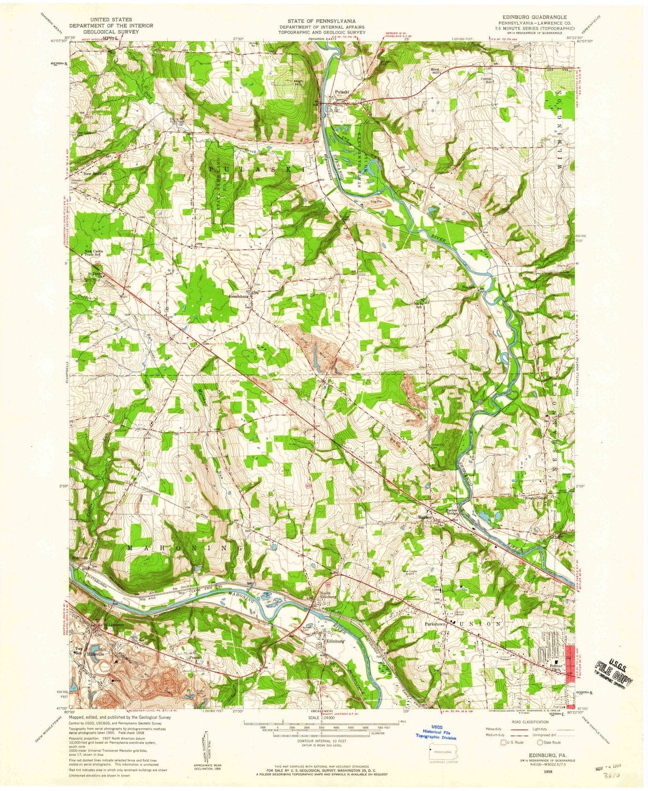 1958 Edinburg, PA - Pennsylvania - USGS Topographic Map