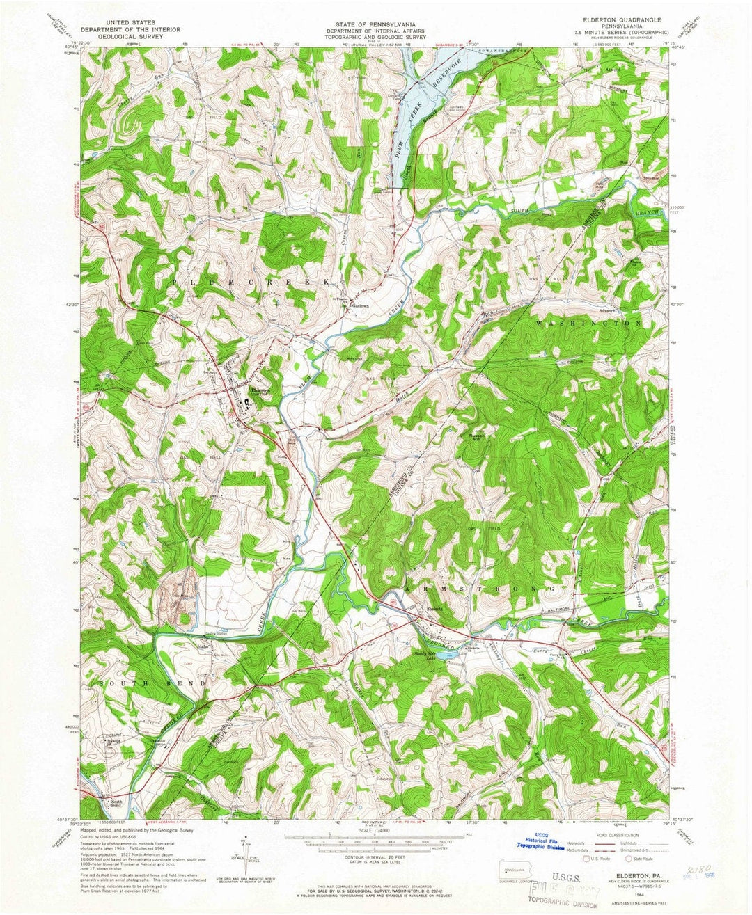 1964 Elderton, PA - Pennsylvania - USGS Topographic Map