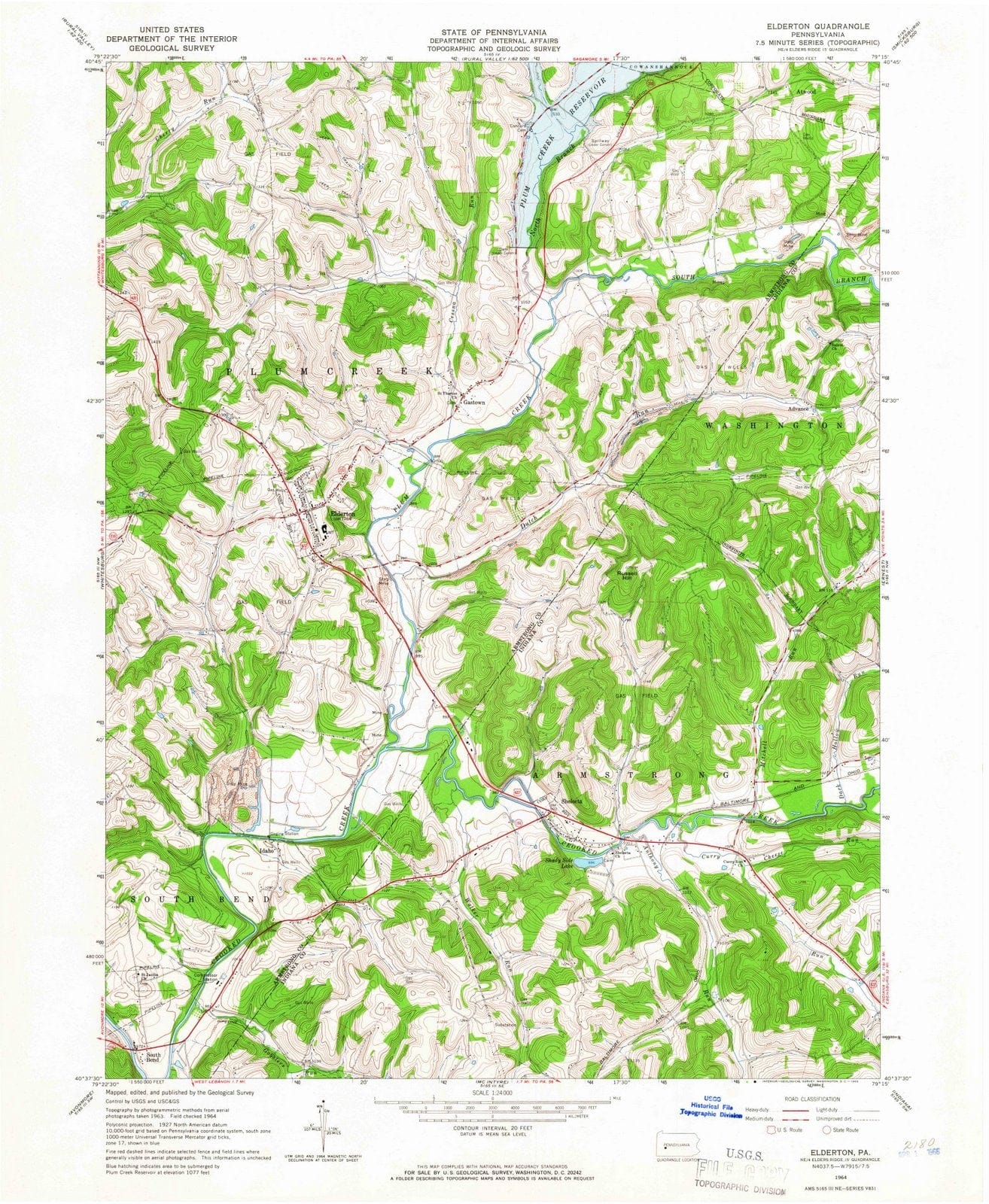 1964 Elderton, PA - Pennsylvania - USGS Topographic Map