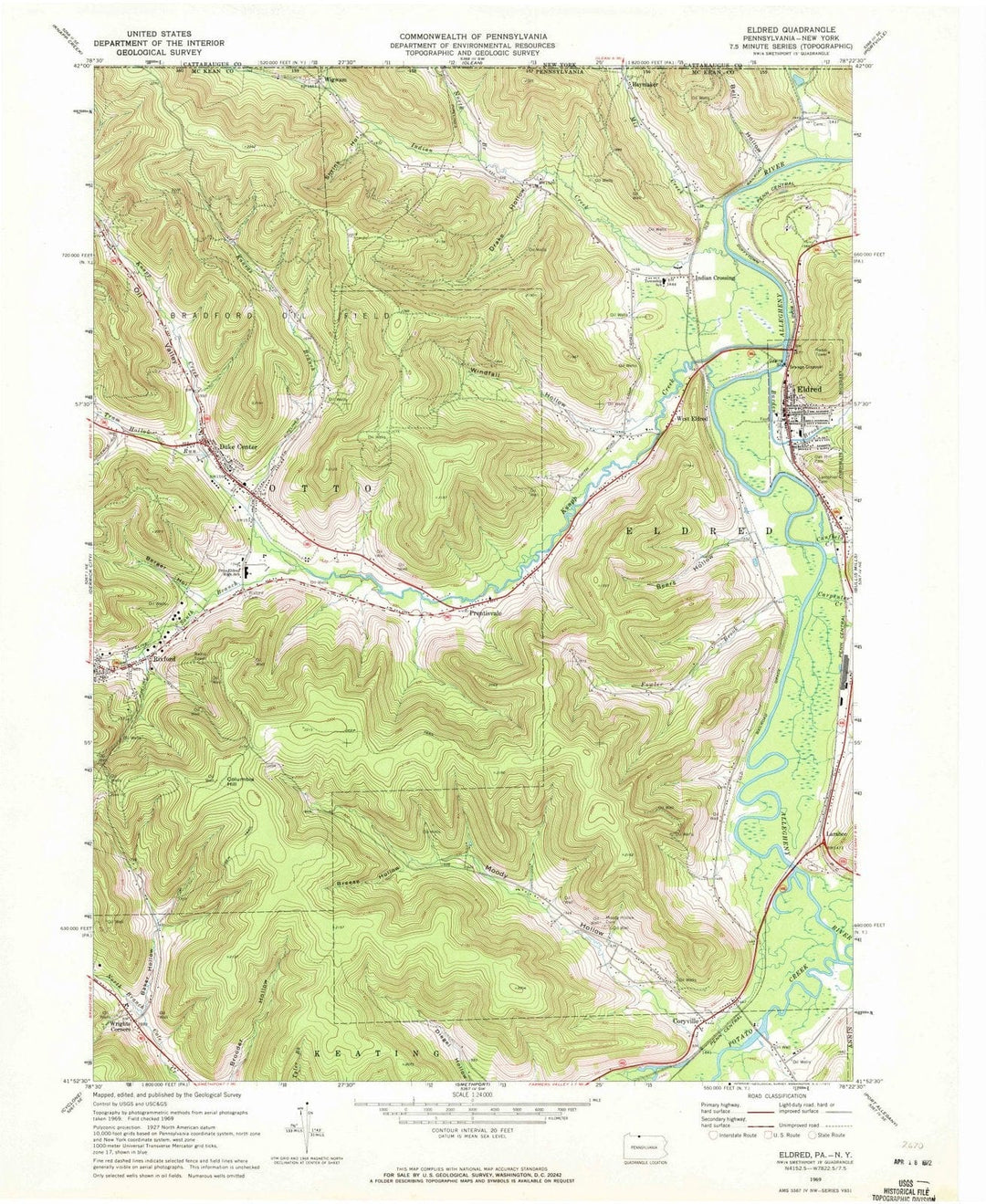1969 Eldred, PA - Pennsylvania - USGS Topographic Map
