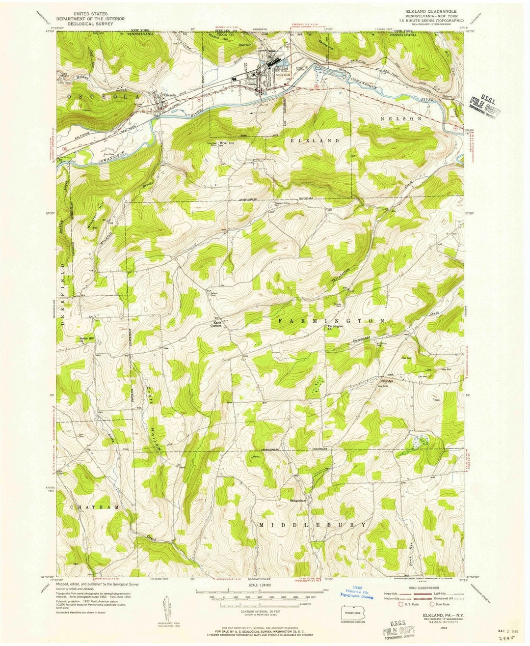 1954 Elkland, PA - Pennsylvania - USGS Topographic Map