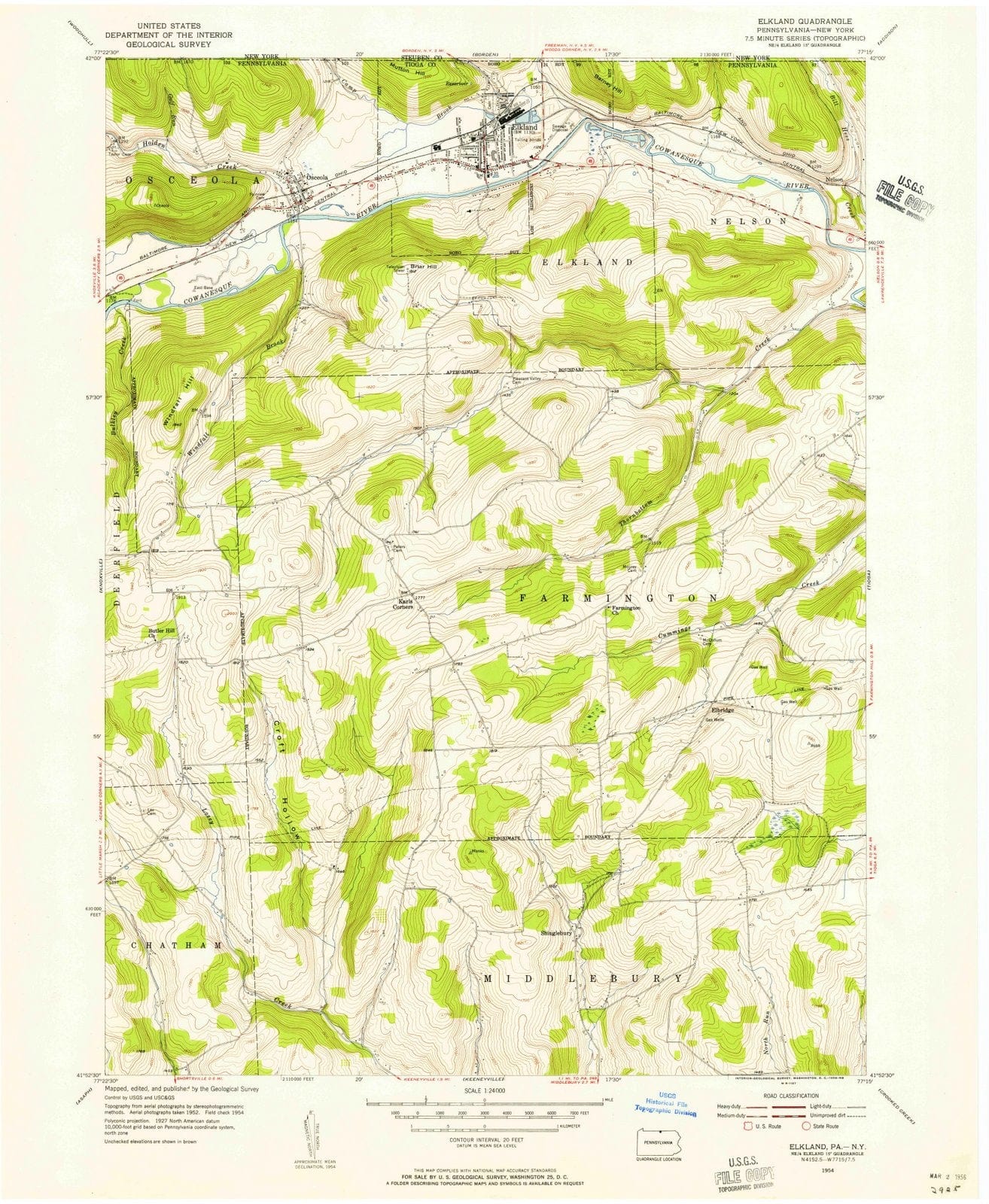 1954 Elkland, PA - Pennsylvania - USGS Topographic Map