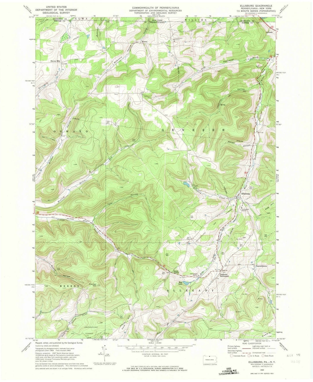1969 Ellisburg, PA - Pennsylvania - USGS Topographic Map