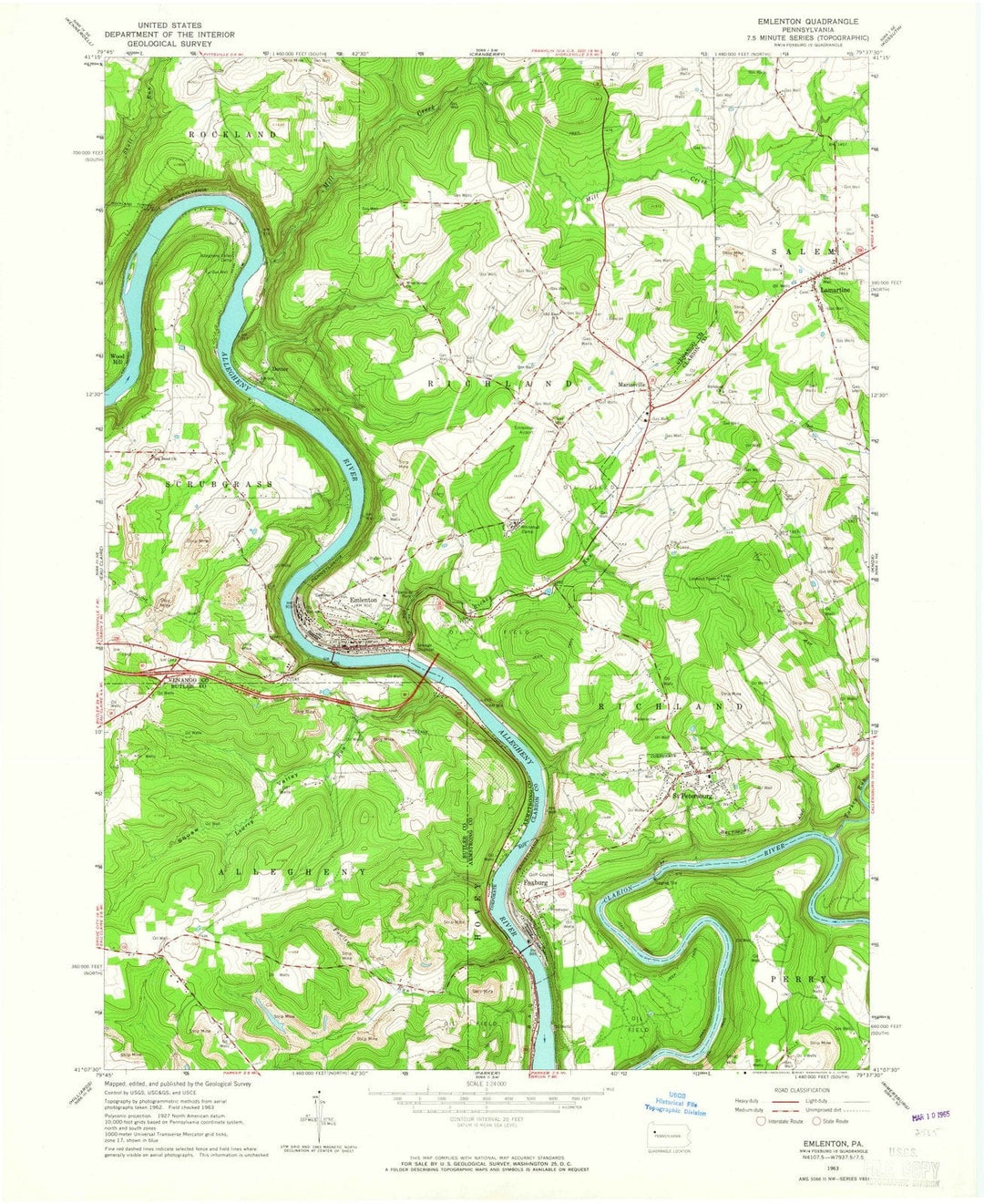 1963 Emlenton, PA - Pennsylvania - USGS Topographic Map