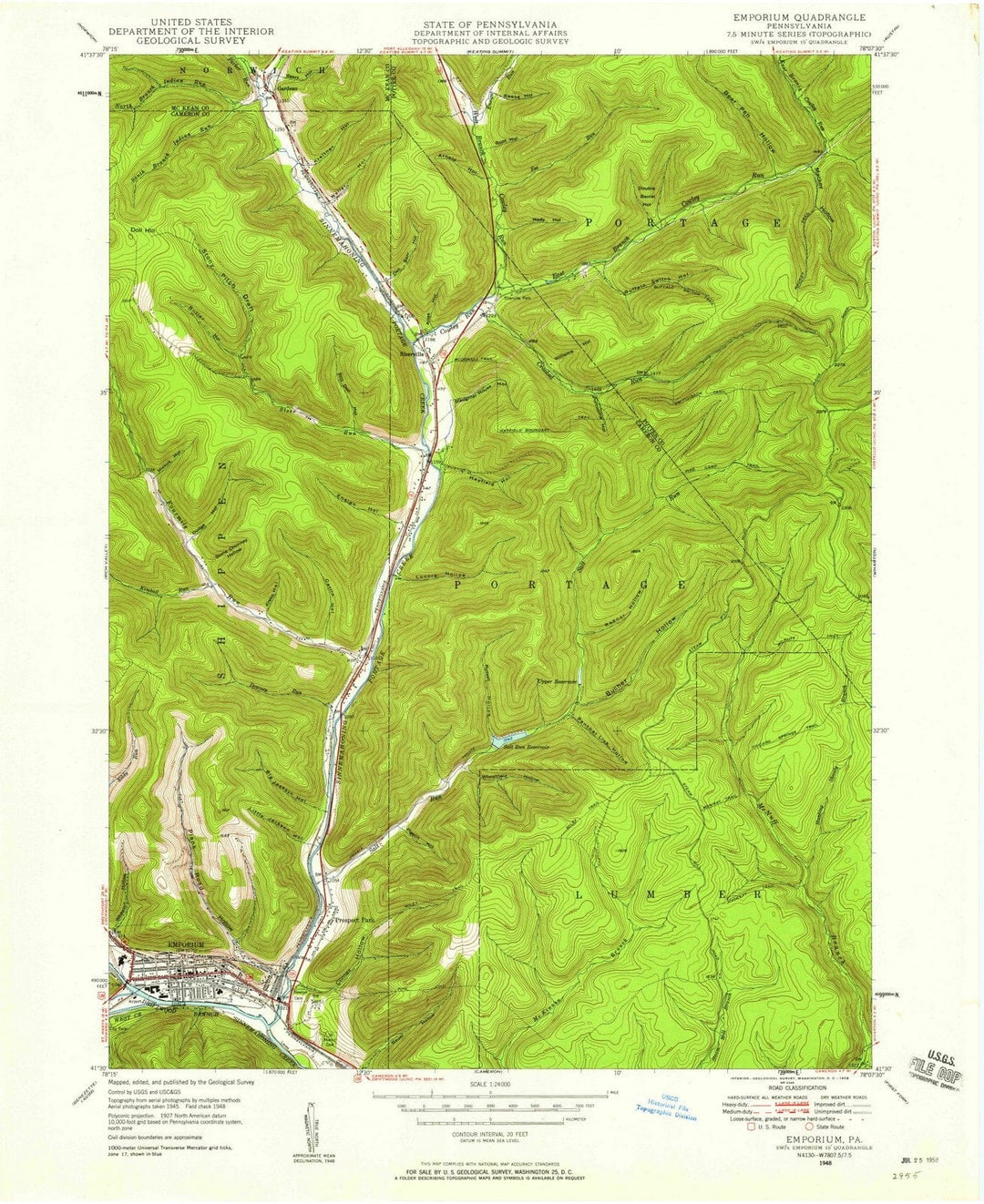 1948 Emporium, PA - Pennsylvania - USGS Topographic Map