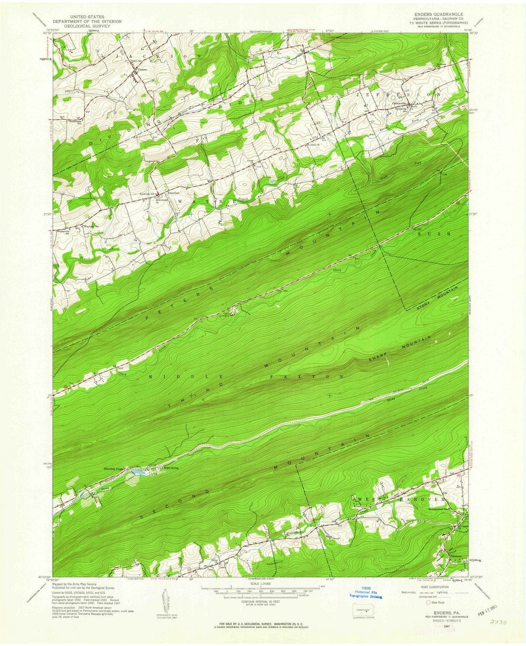 1947 Enders, PA - Pennsylvania - USGS Topographic Map