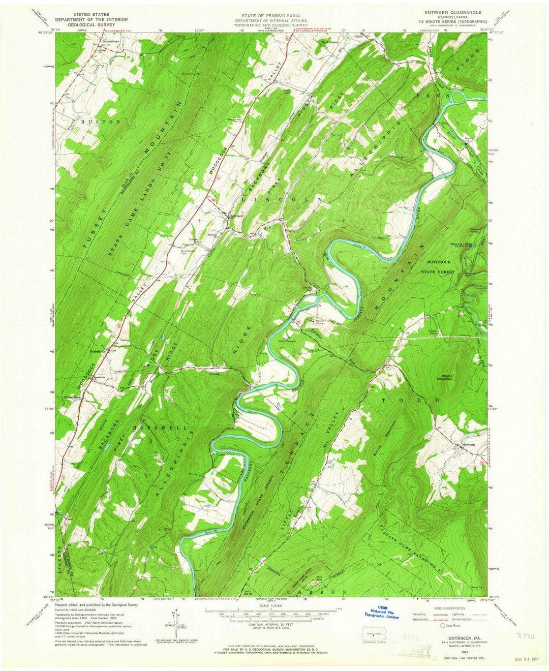 1963 Entriken, PA - Pennsylvania - USGS Topographic Map
