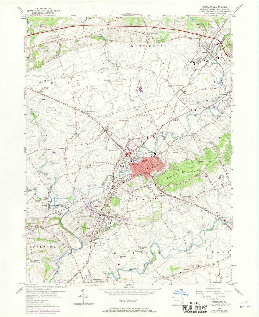 1956 Ephrata, PA - Pennsylvania - USGS Topographic Map