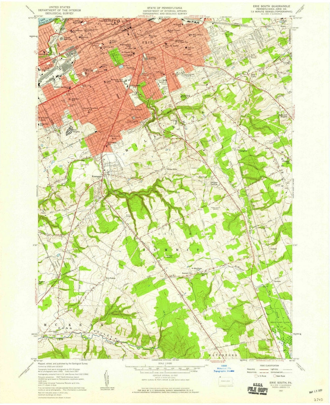 1957 Erie South, PA - Pennsylvania - USGS Topographic Map
