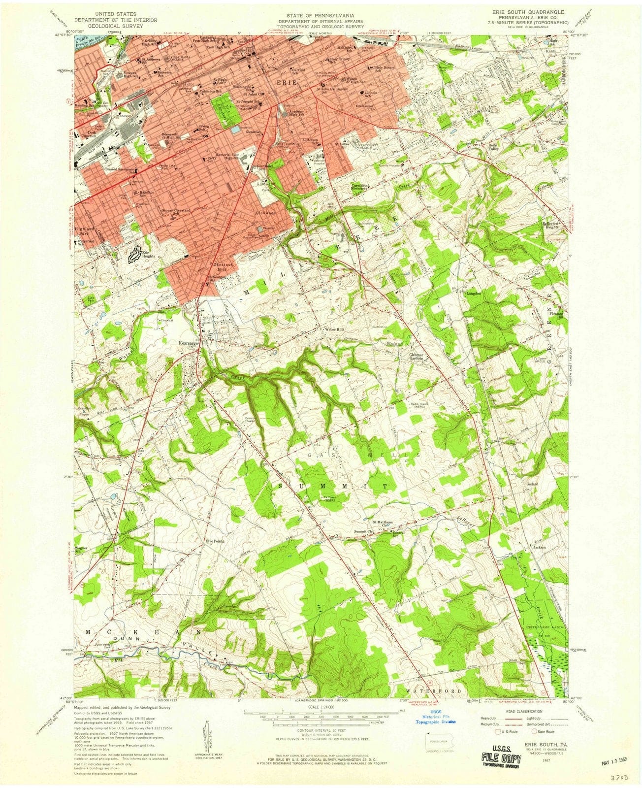 1957 Erie South, PA - Pennsylvania - USGS Topographic Map