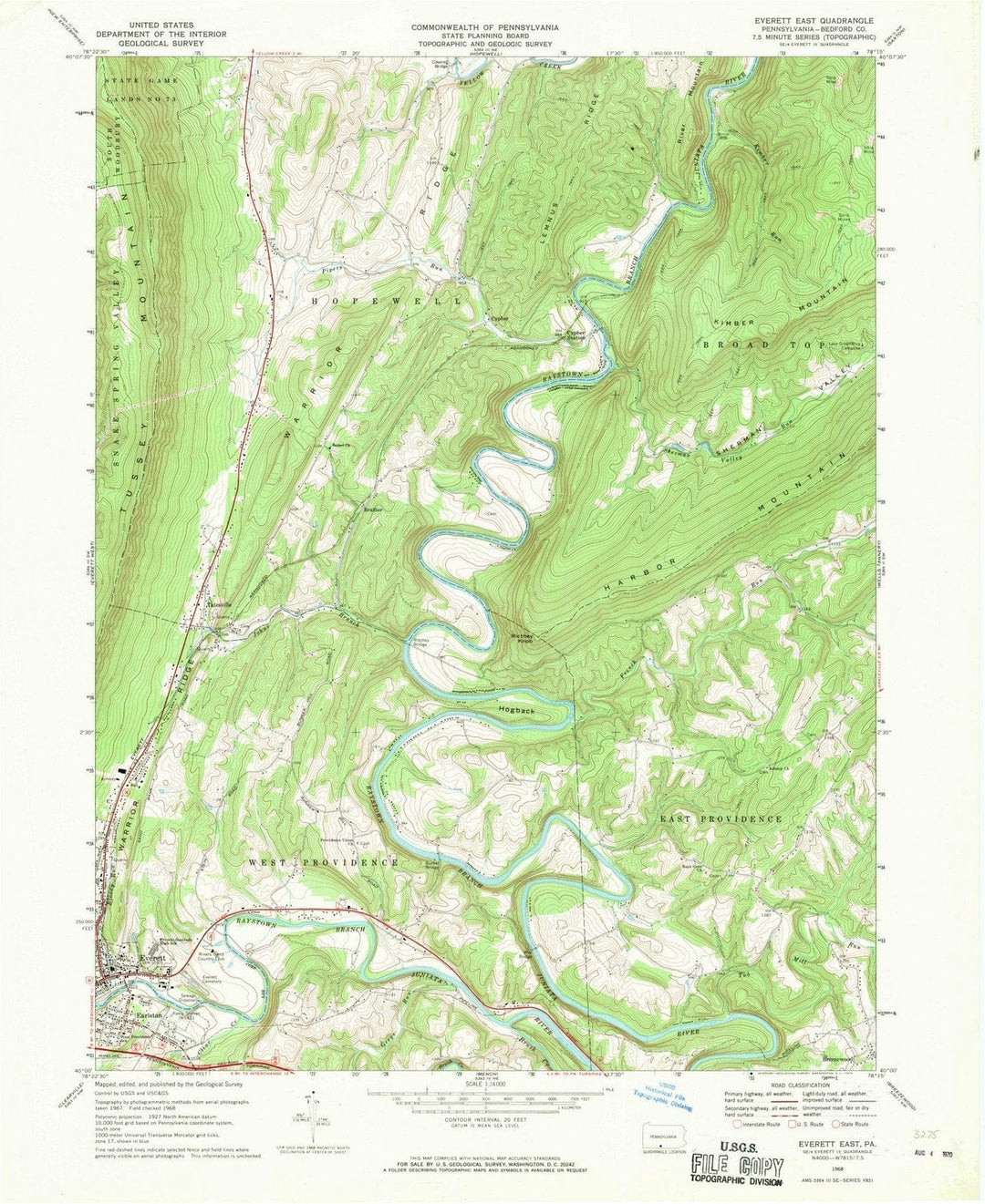 1968 Everett East, PA - Pennsylvania - USGS Topographic Map