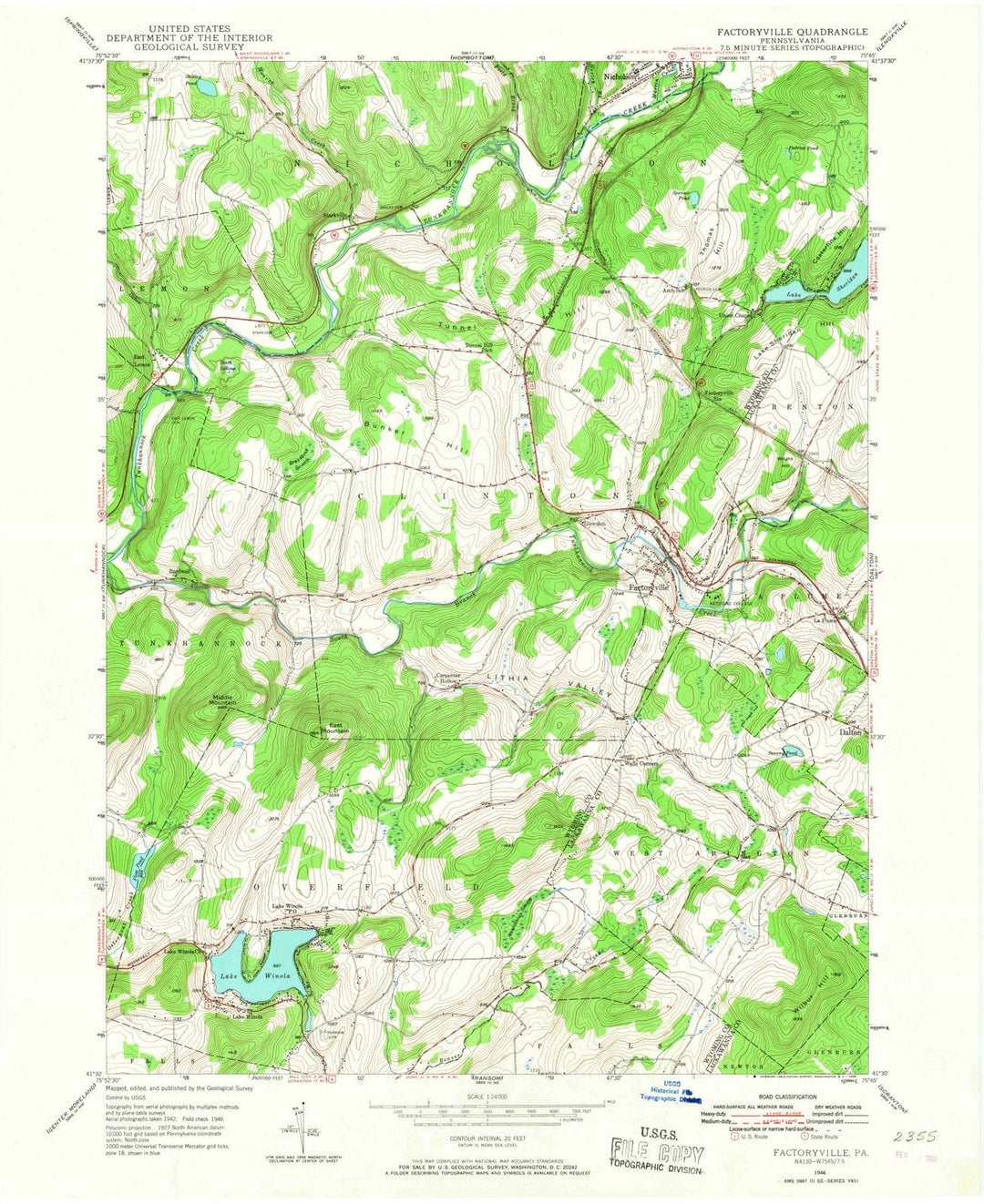 1946 Factoryville, PA - Pennsylvania - USGS Topographic Map