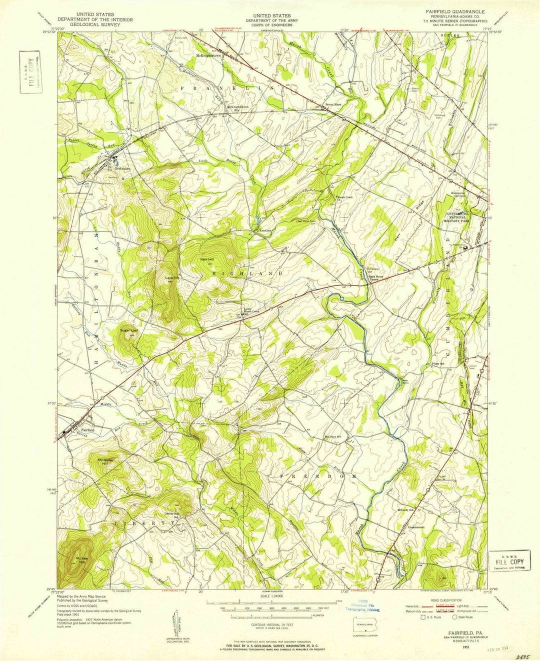 1951 Fairfield, PA - Pennsylvania - USGS Topographic Map