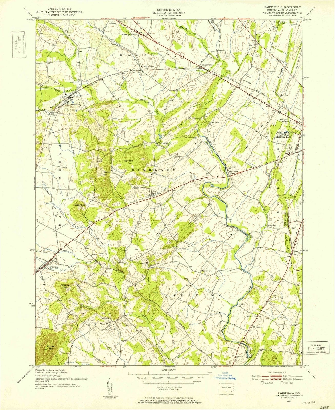 1951 Fairfield, PA - Pennsylvania - USGS Topographic Map