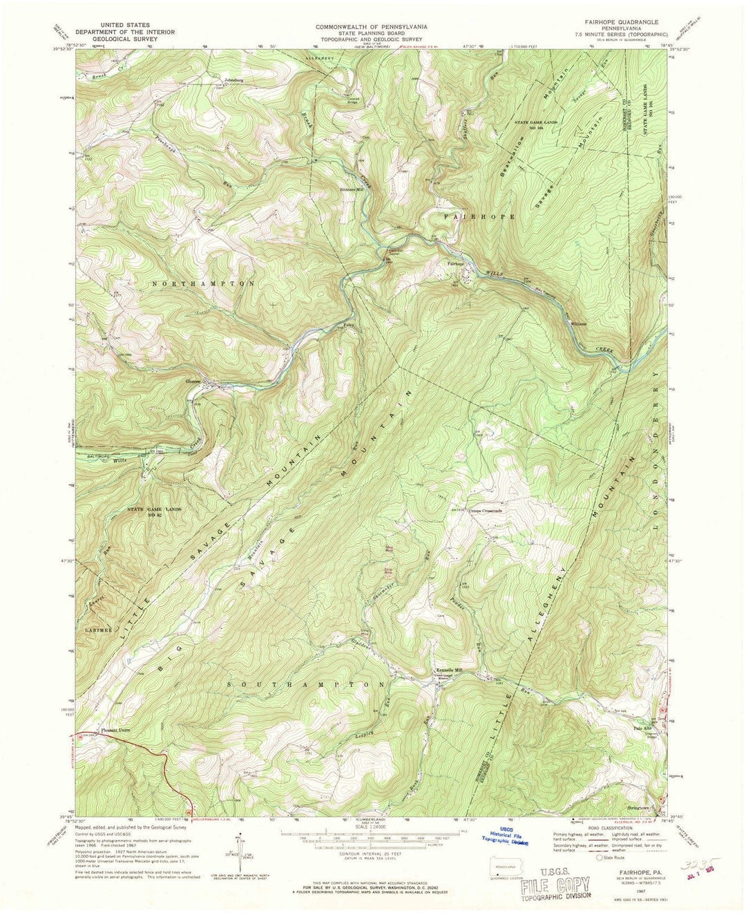 1967 Fairhope, PA - Pennsylvania - USGS Topographic Map