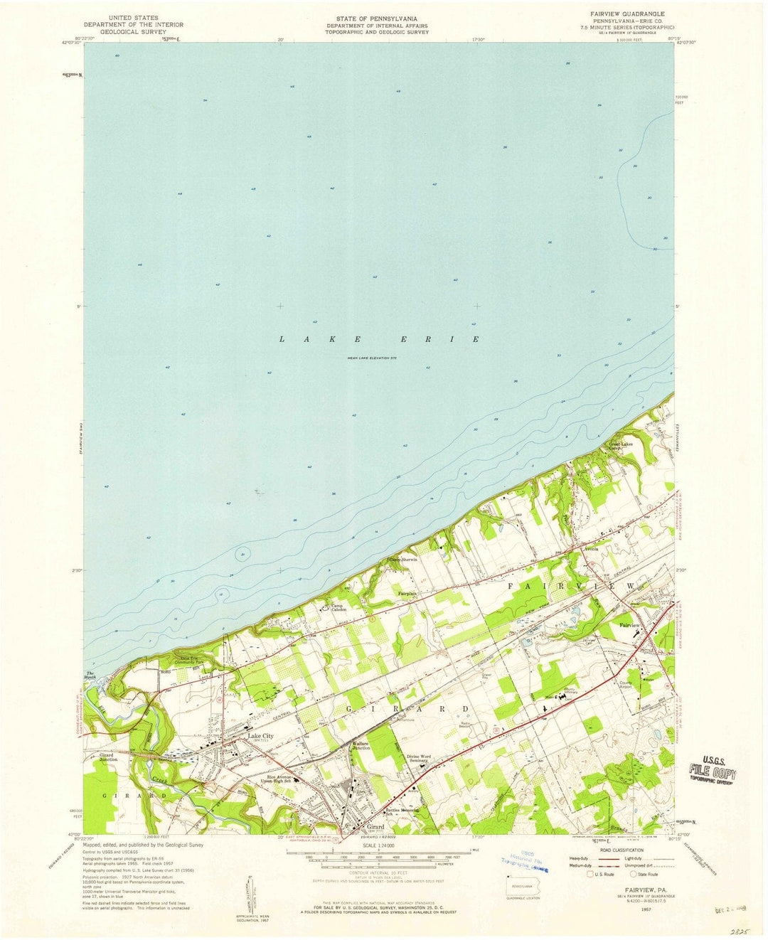 1957 Fairview, PA - Pennsylvania - USGS Topographic Map v2