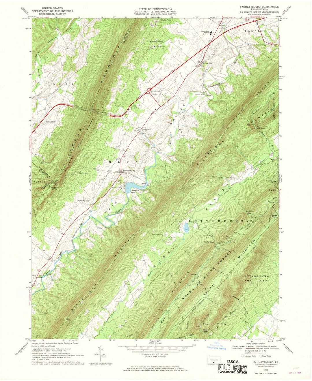 1966 Fannettsburg, PA - Pennsylvania - USGS Topographic Map