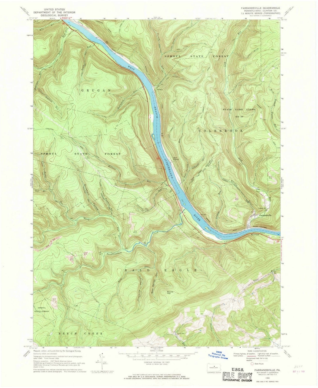 1966 Farrandsville, PA - Pennsylvania - USGS Topographic Map