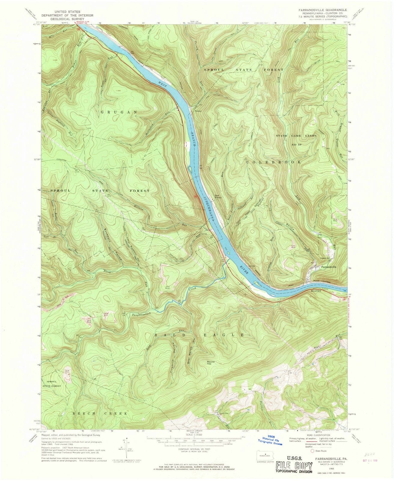 1966 Farrandsville, PA - Pennsylvania - USGS Topographic Map
