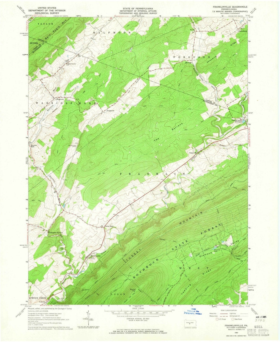 1963 Franklinville, PA - Pennsylvania - USGS Topographic Map
