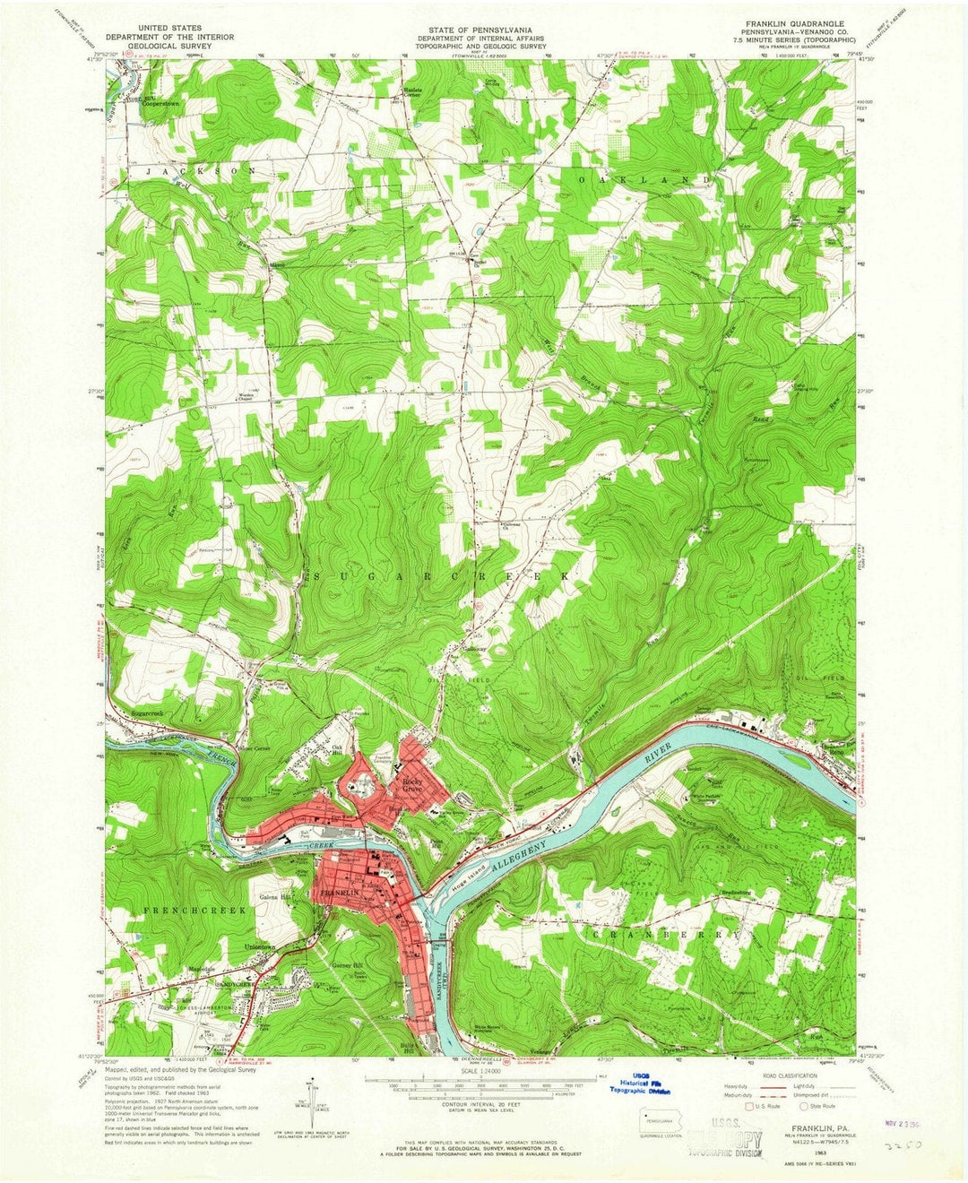 1963 Franklin, PA - Pennsylvania - USGS Topographic Map