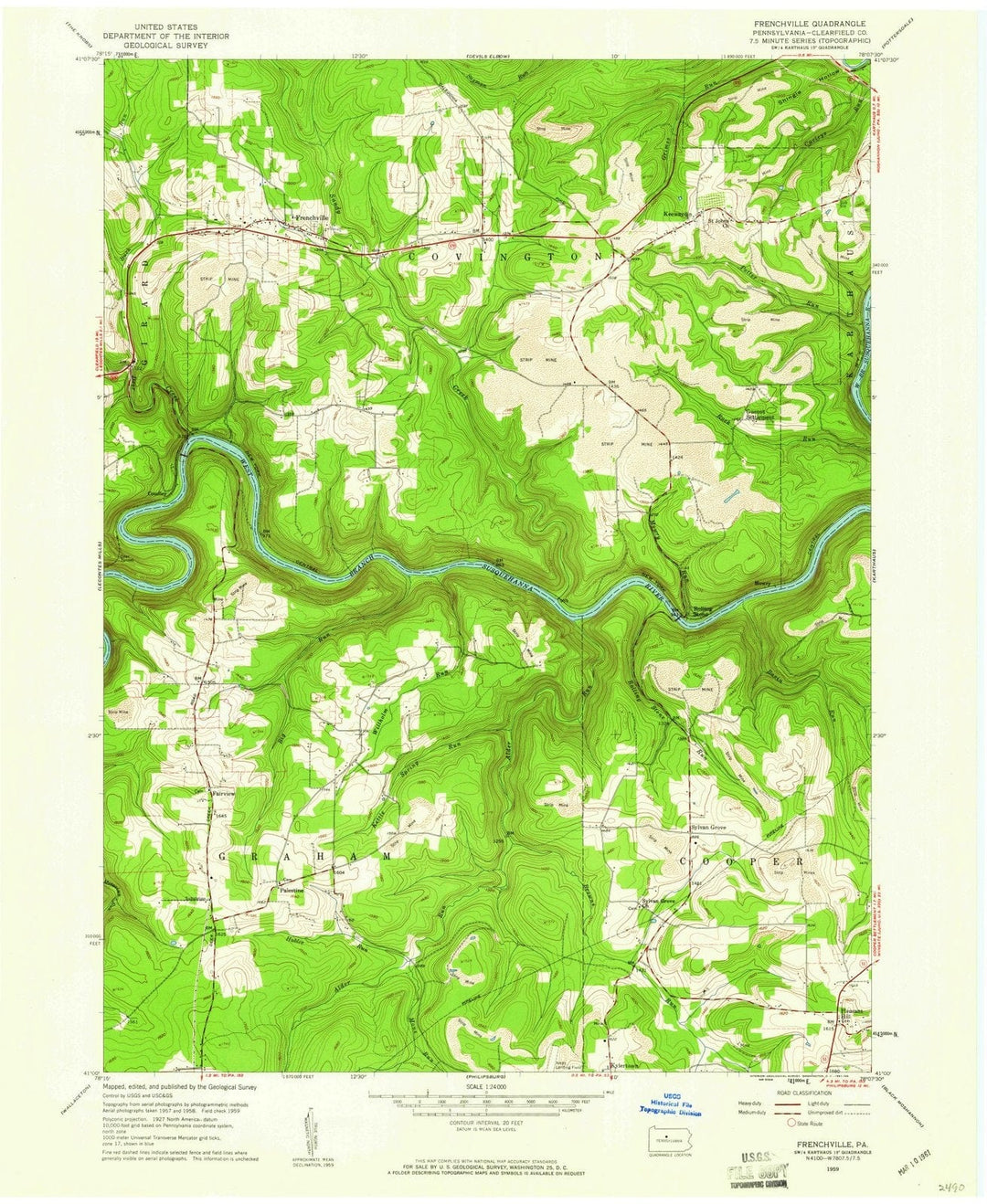 1959 Frenchville, PA - Pennsylvania - USGS Topographic Map