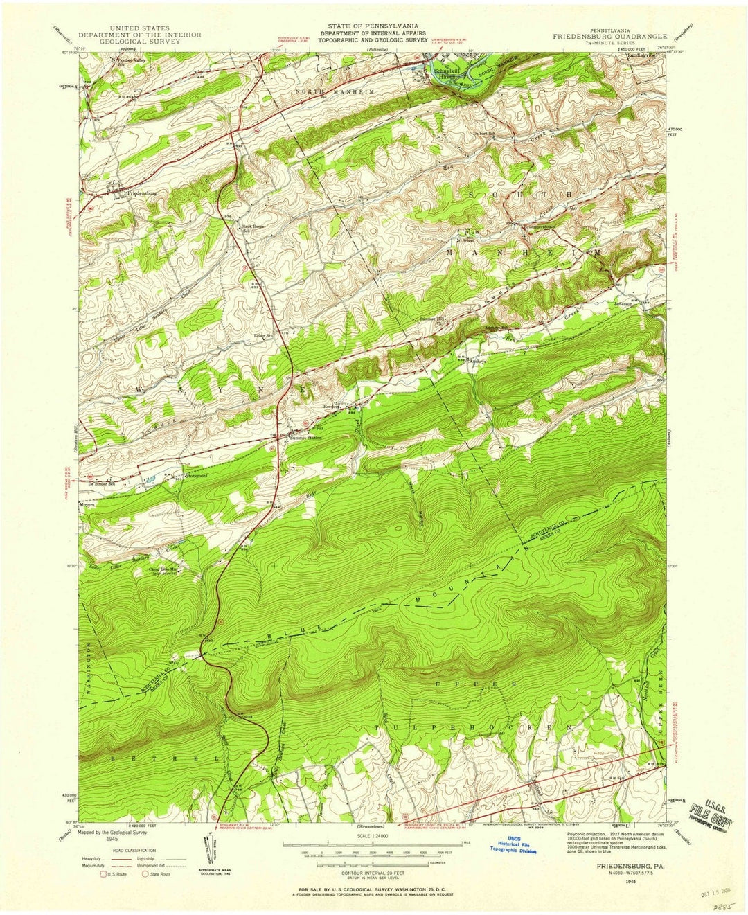 1945 Friedensburg, PA - Pennsylvania - USGS Topographic Map