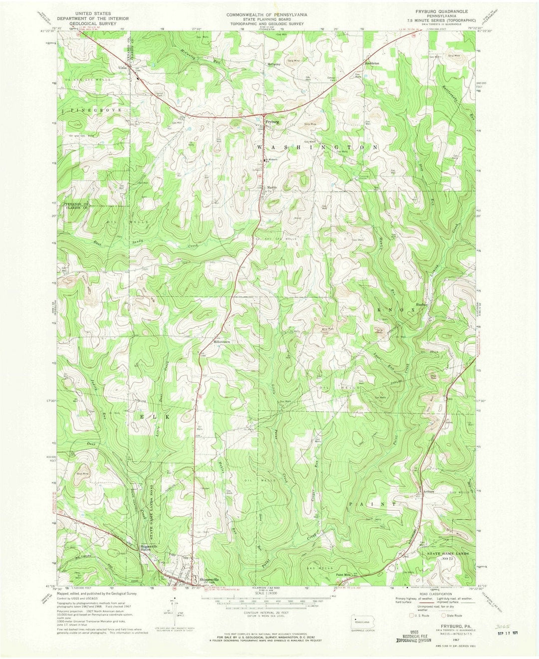 1967 Fryburg, PA - Pennsylvania - USGS Topographic Map