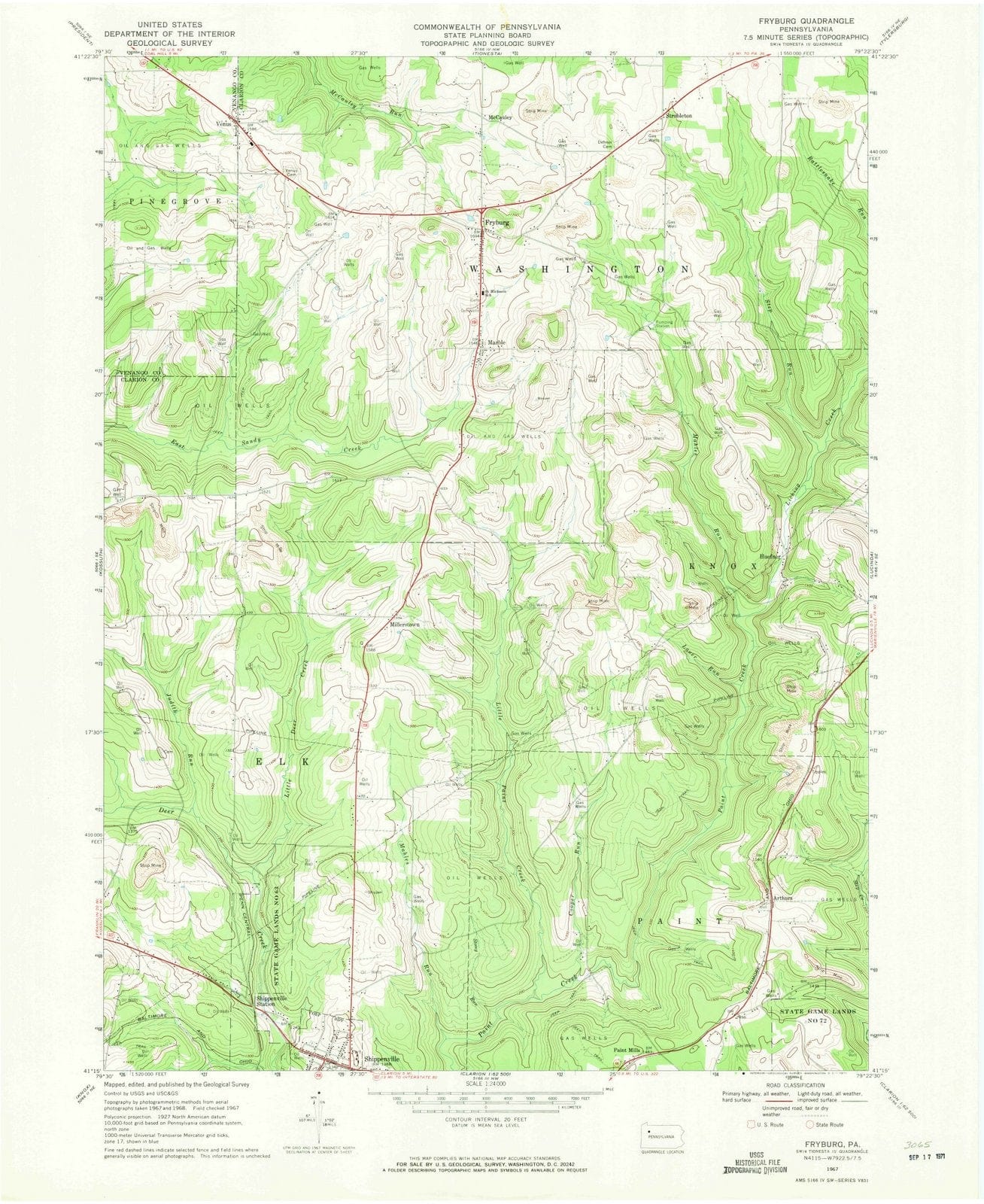 1967 Fryburg, PA - Pennsylvania - USGS Topographic Map