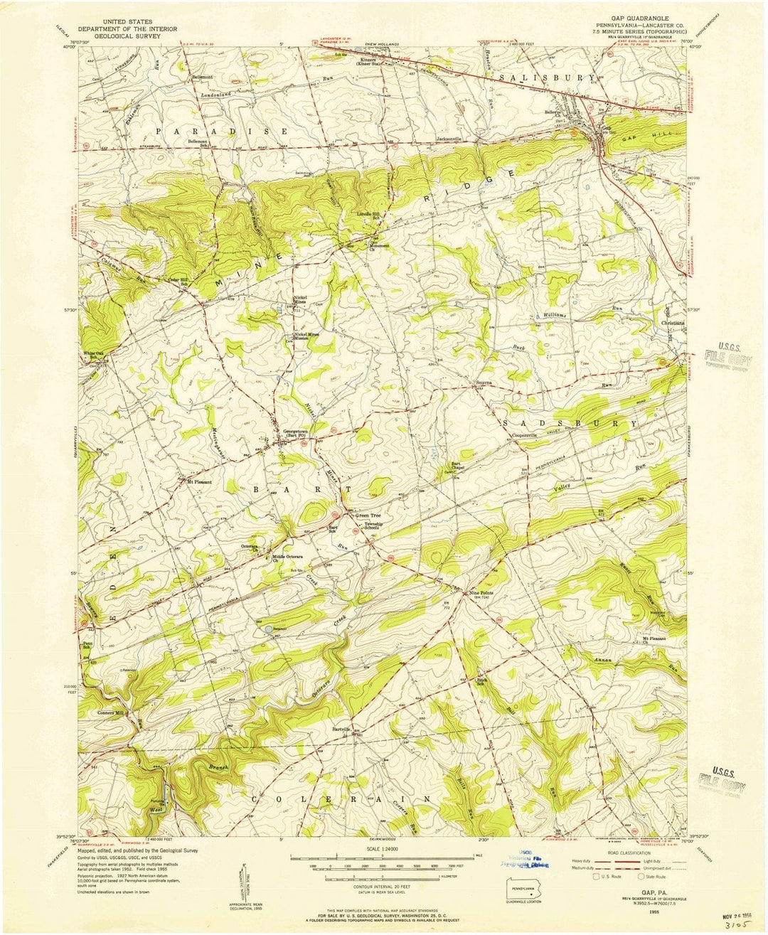 1955 Gap, PA - Pennsylvania - USGS Topographic Map